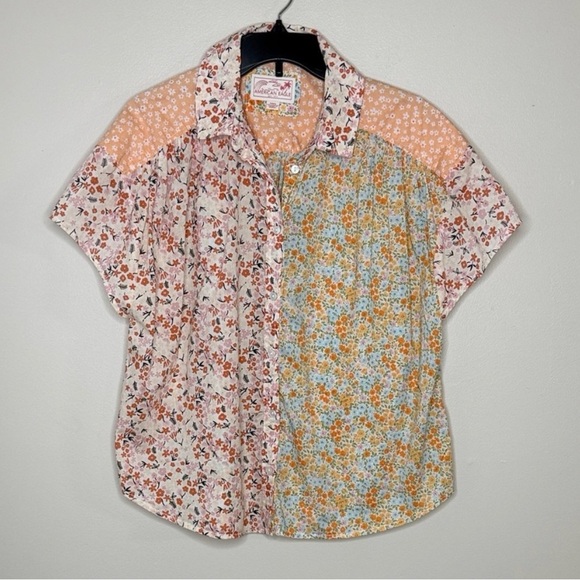 American Eagle Button Down Shirt Patchwork Floral Cottage core Boho Style Size M - Picture 2 of 13